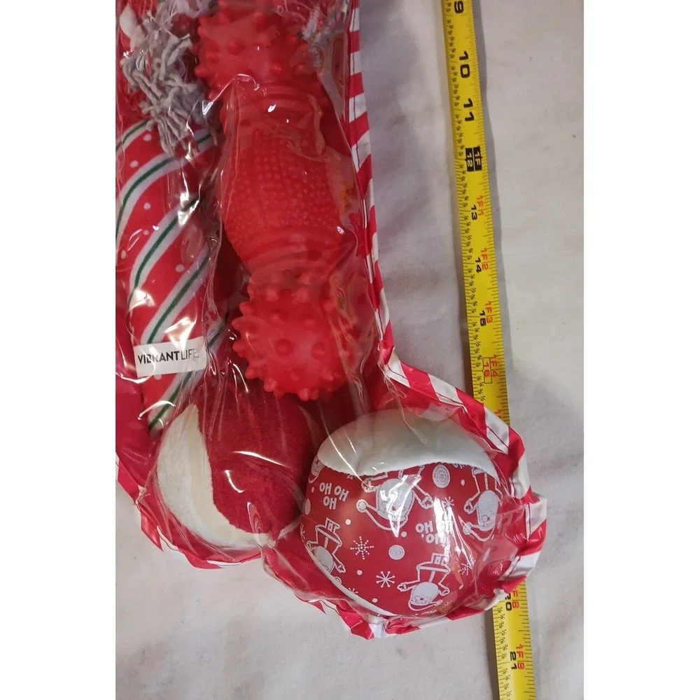 Dog Toy Christmas Stocking 6 Pieces Chew Level 2 Gift Set Rope‎ Ball Plush Santa